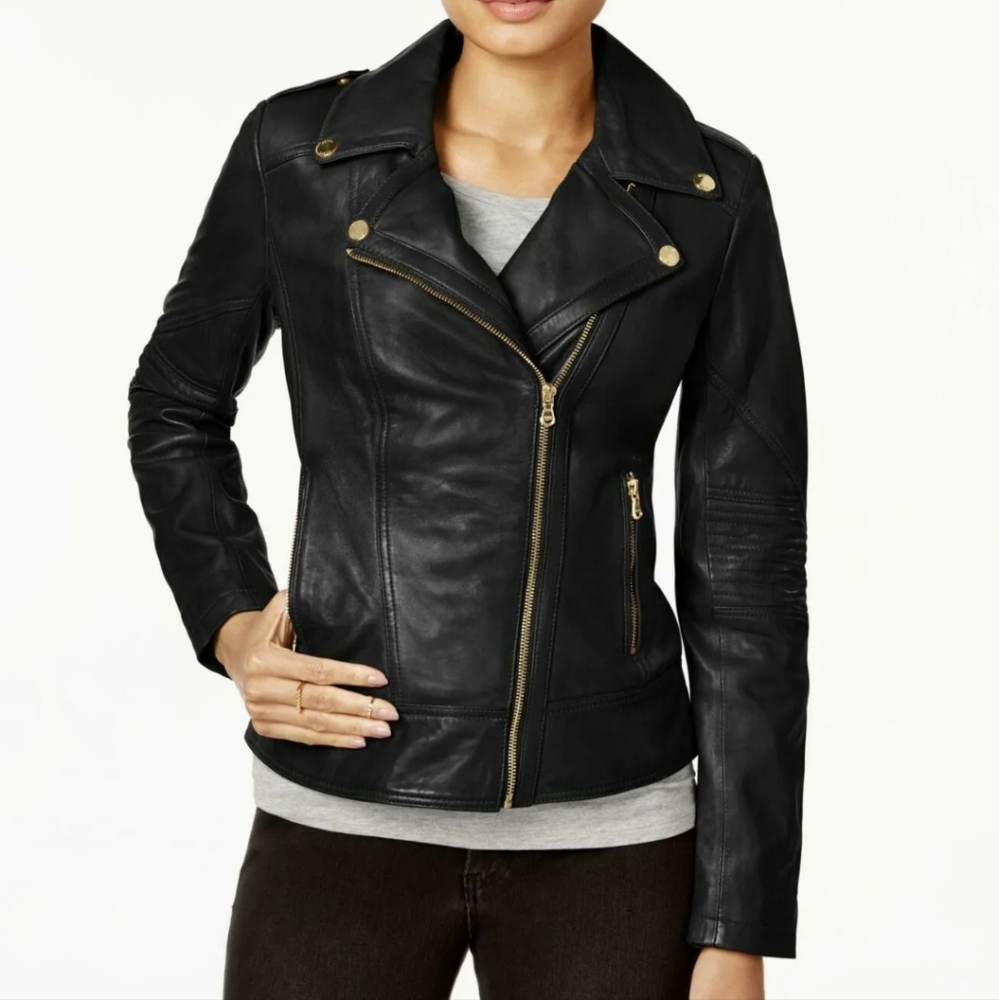 Biker Genuine Leather Moto Jacket size L